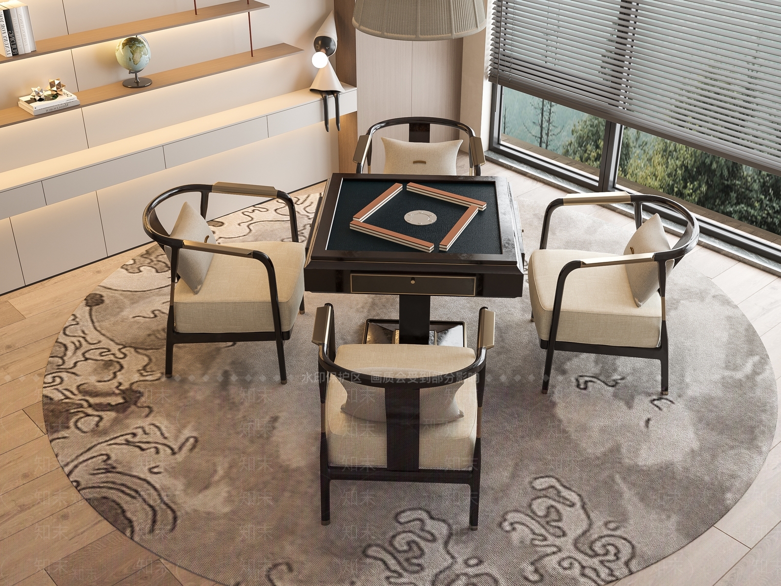 新中式麻将桌3D模型下载【ID:1150419267】