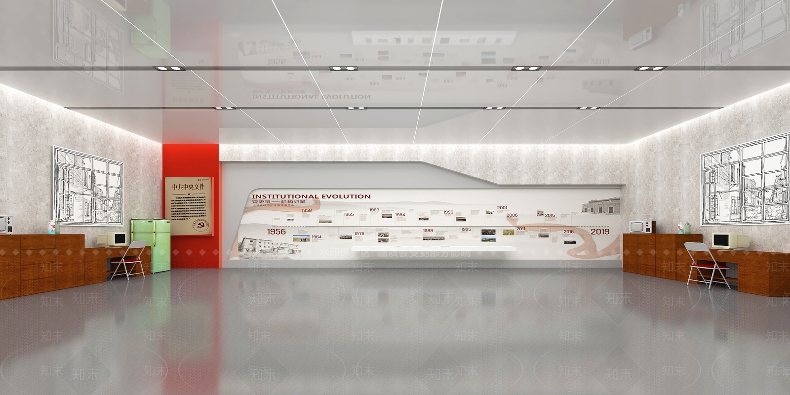 现代党建展厅SU模型下载【ID:1150419380】