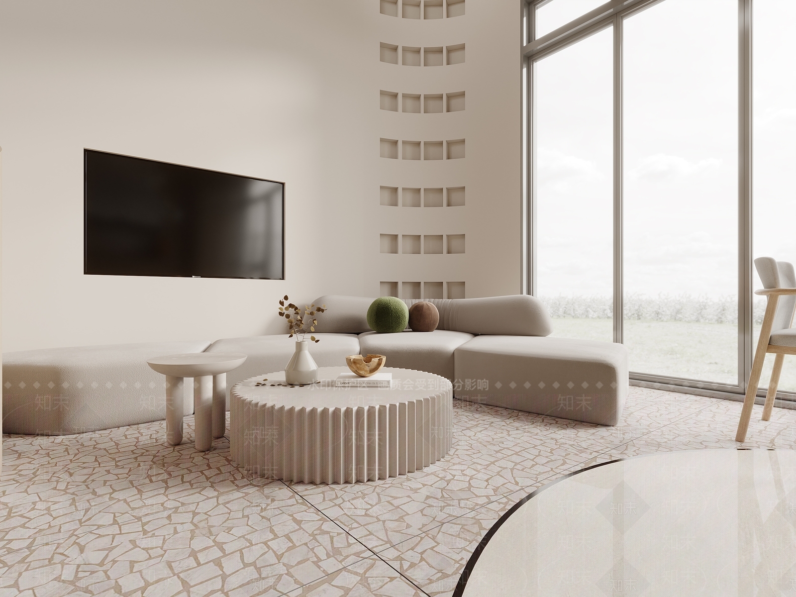 现代奶油风美容SPA店3D模型下载【ID:1150420145】