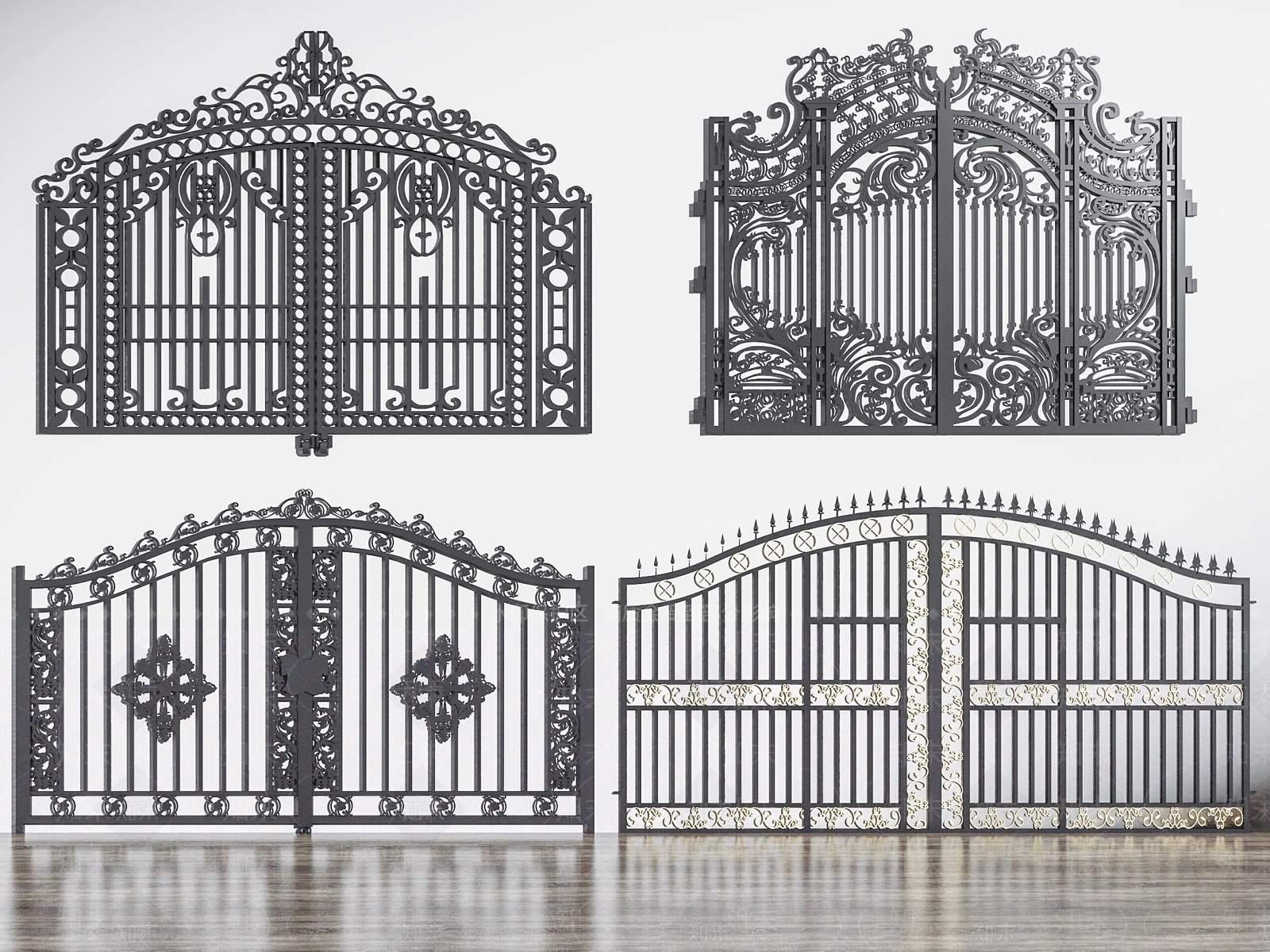 简欧铁艺大门SU模型下载【ID:1150420611】