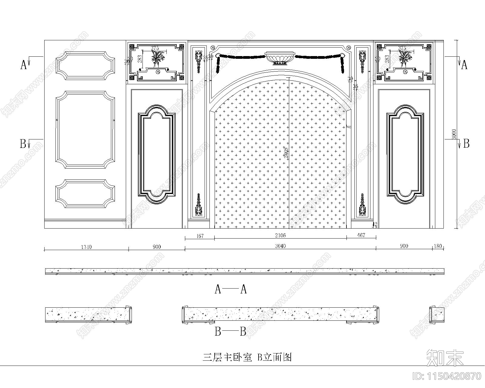 背景墙图库cad施工图下载【ID:1150420870】