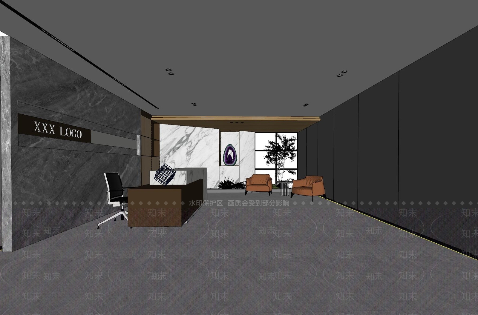 现代公司大堂SU模型下载【ID:1150428674】