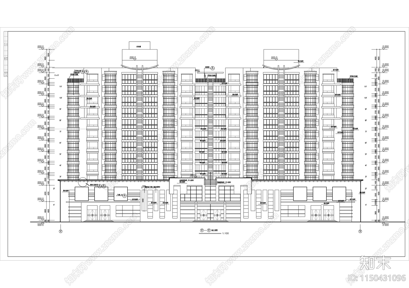 高层住宅cad施工图下载【ID:1150431096】