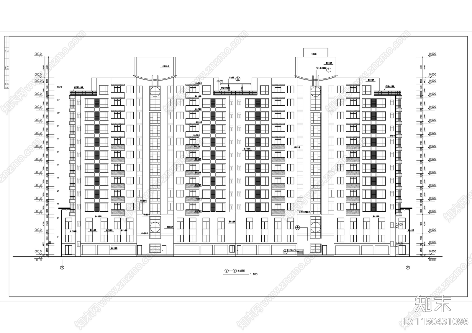 高层住宅cad施工图下载【ID:1150431096】
