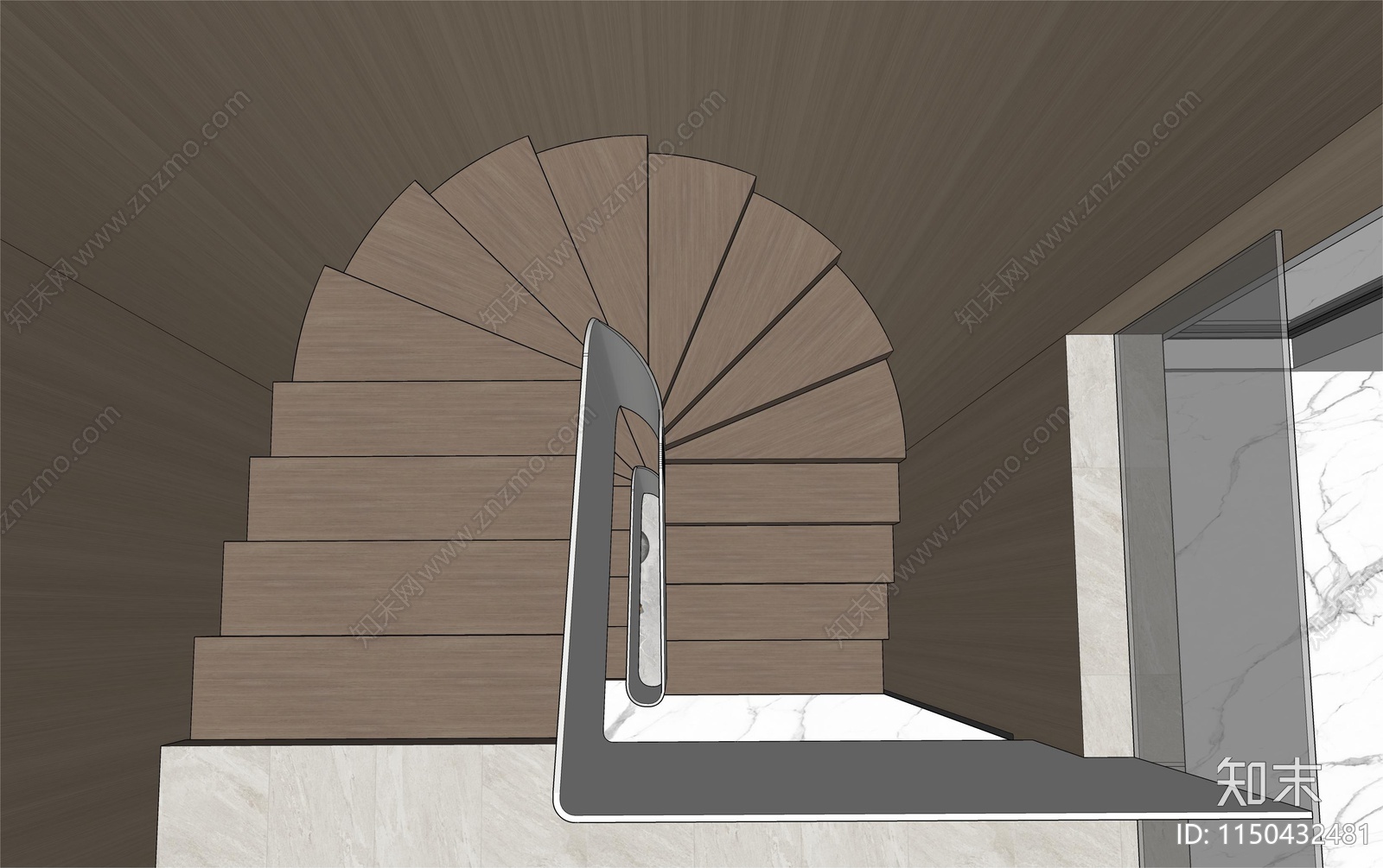 现代楼梯间SU模型下载【ID:1150432481】