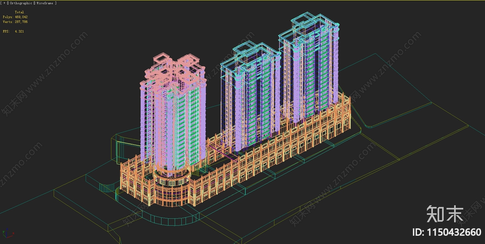 现代高层住宅3D模型下载【ID:1150432660】