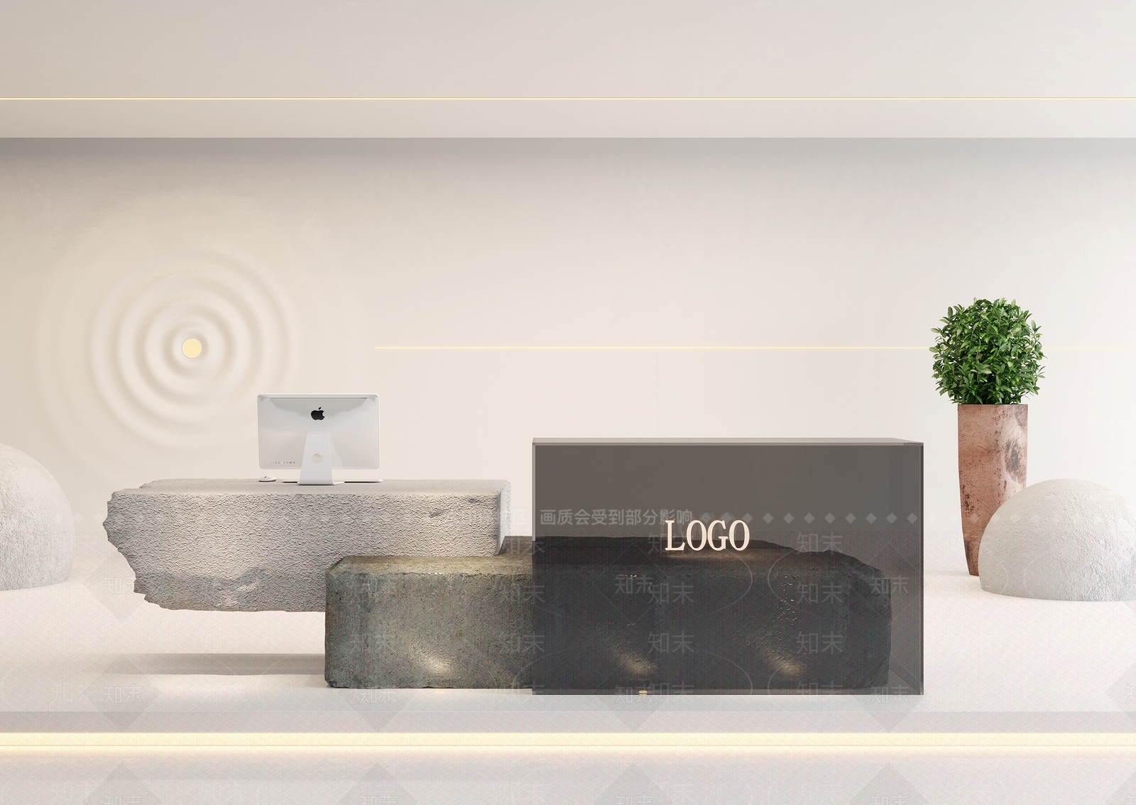 现代石头接待台3D模型下载【ID:1150434900】