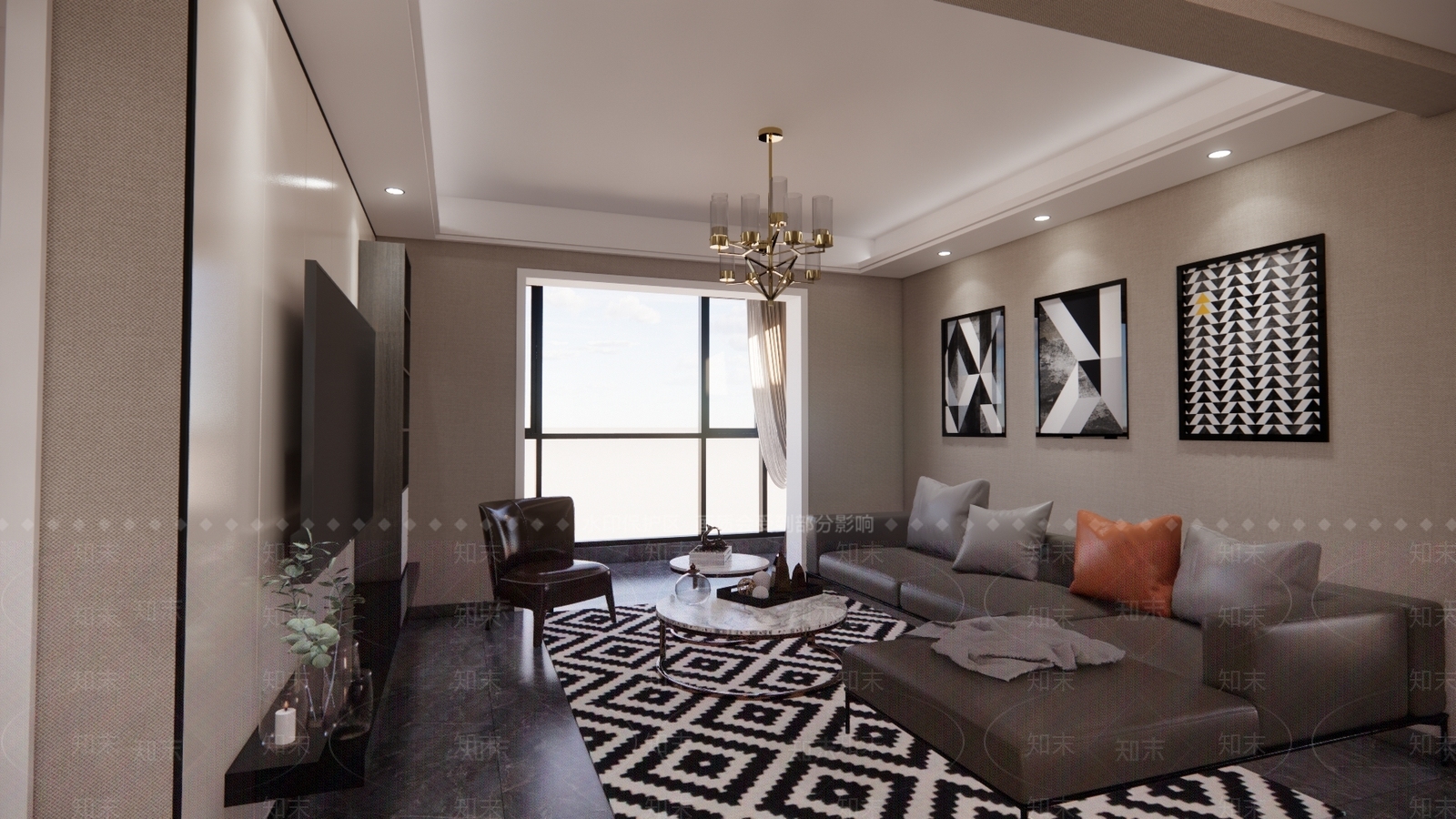 现代风格客餐厅SU模型下载【ID:1150436229】