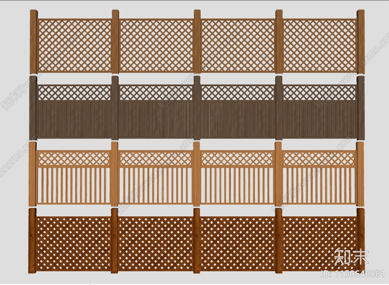中式篱笆护栏SU模型下载【ID:1150646881】