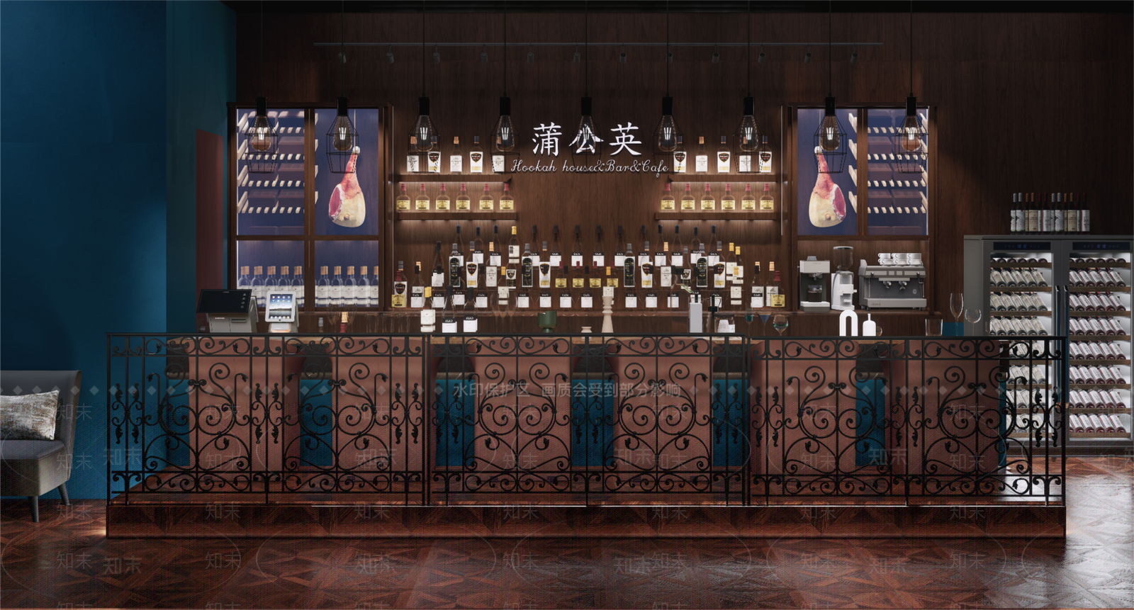 现代英伦风酒吧SU模型下载【ID:1150436470】