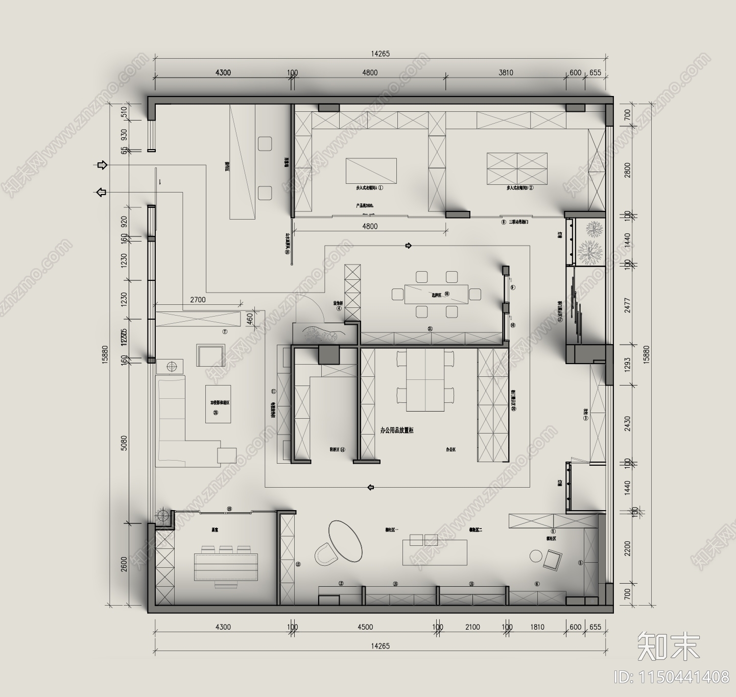 6个展厅平面布置图cad施工图下载【ID:1150441408】