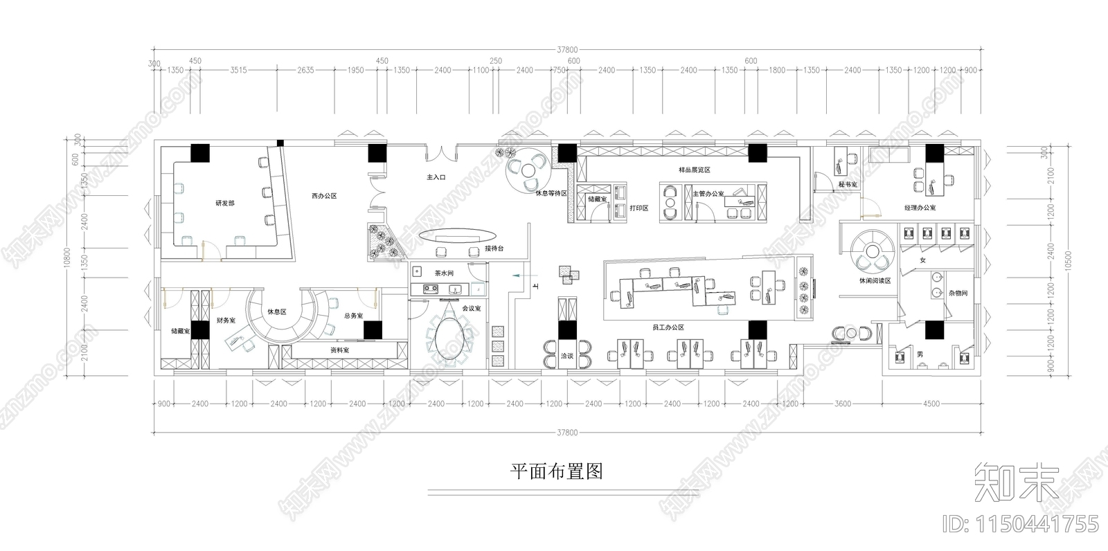 400平办公空间cad施工图下载【ID:1150441755】