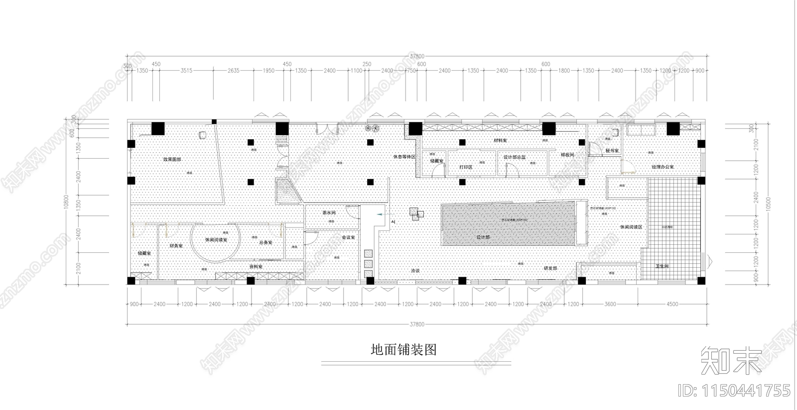 400平办公空间cad施工图下载【ID:1150441755】