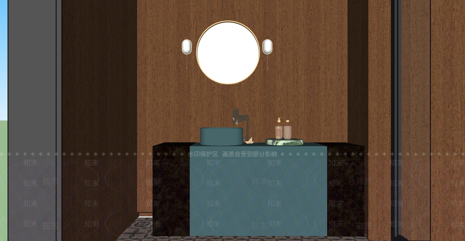 现代大理石洗手台SU模型下载【ID:1150443152】