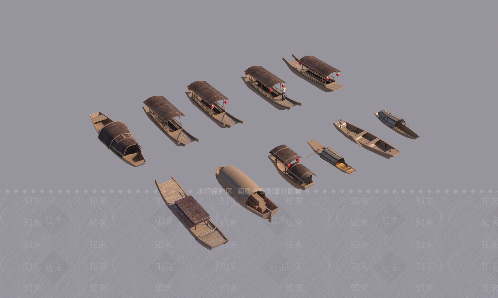 中式木船3D模型下载【ID:1150447051】