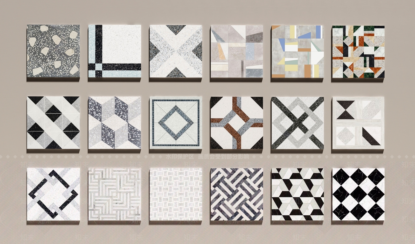 现代拼花砖地板SU模型下载【ID:1150447992】