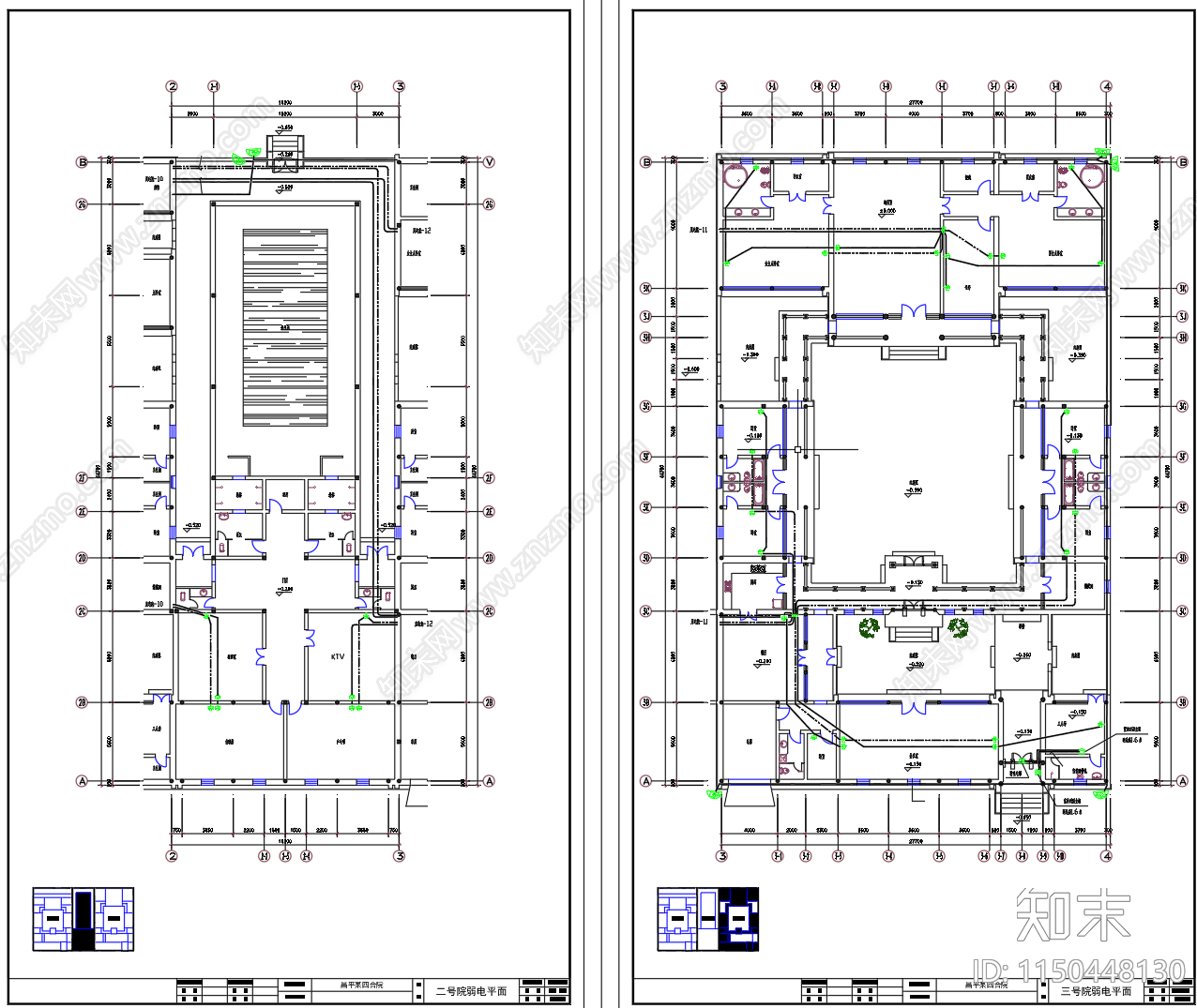 四合院电气图cad施工图下载【ID:1150448130】