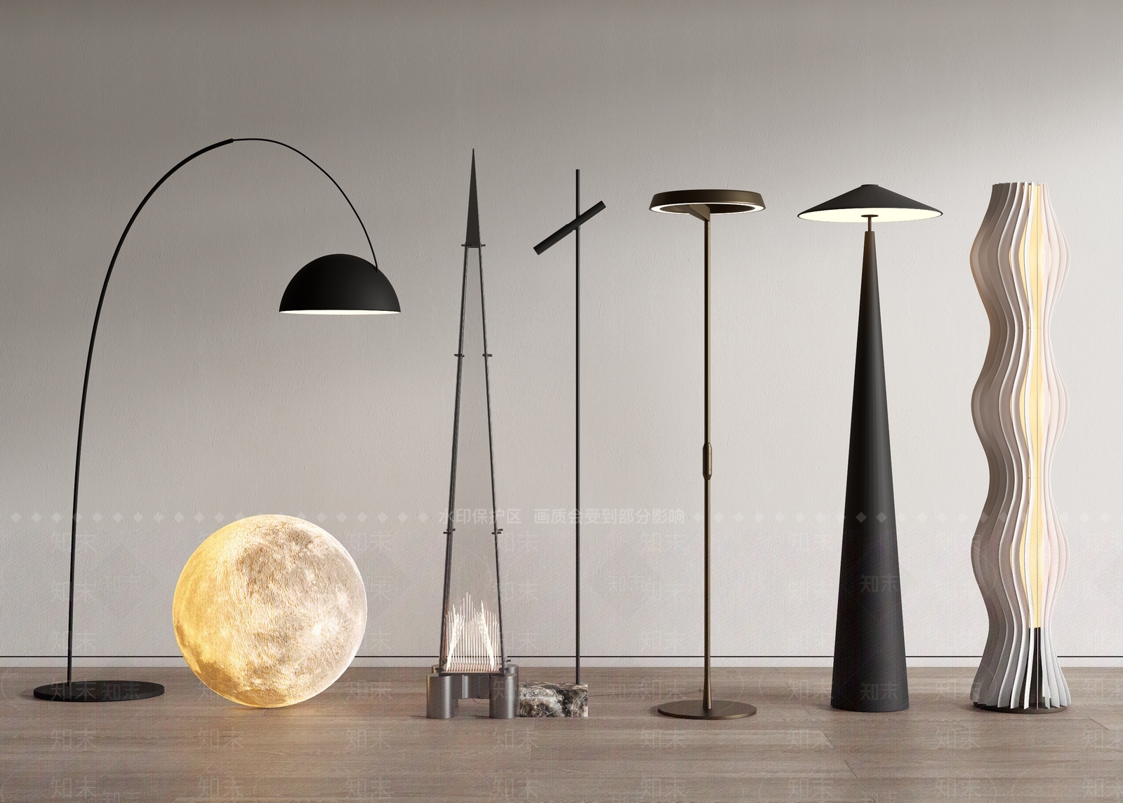 现代落地灯组合SU模型下载【ID:1150450014】