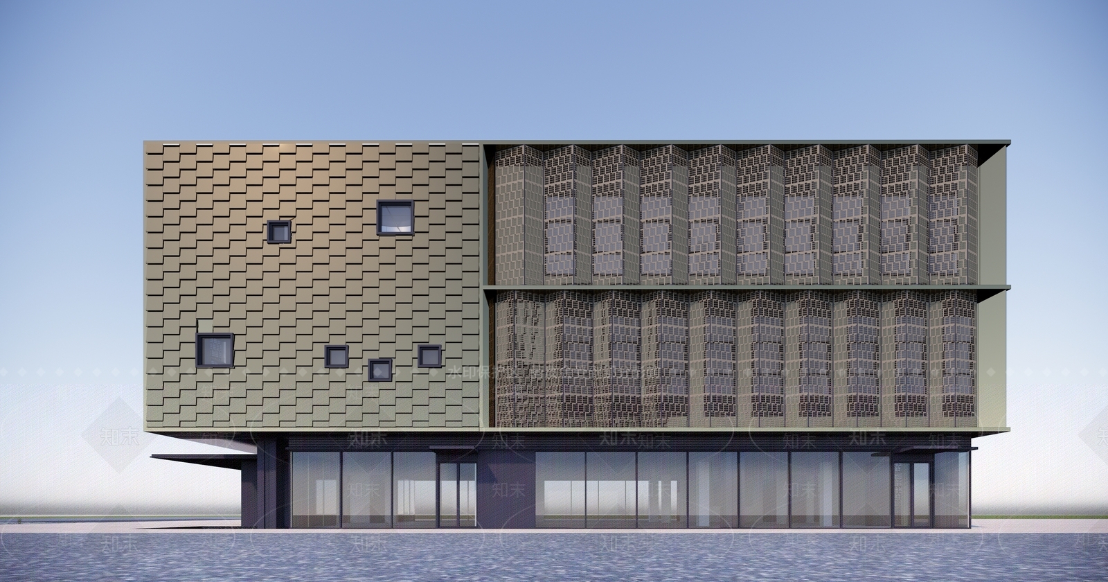 现代售楼处建筑SU模型精品下载_SketchUp模型_知末网