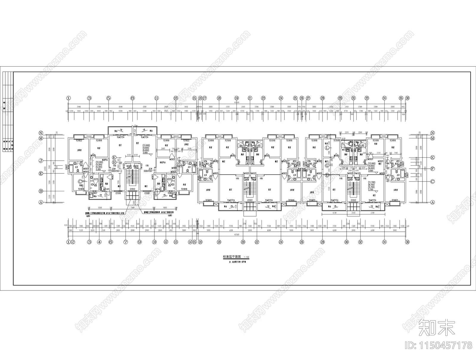 最新高层住宅楼建筑图纸cad施工图下载【ID:1150457178】