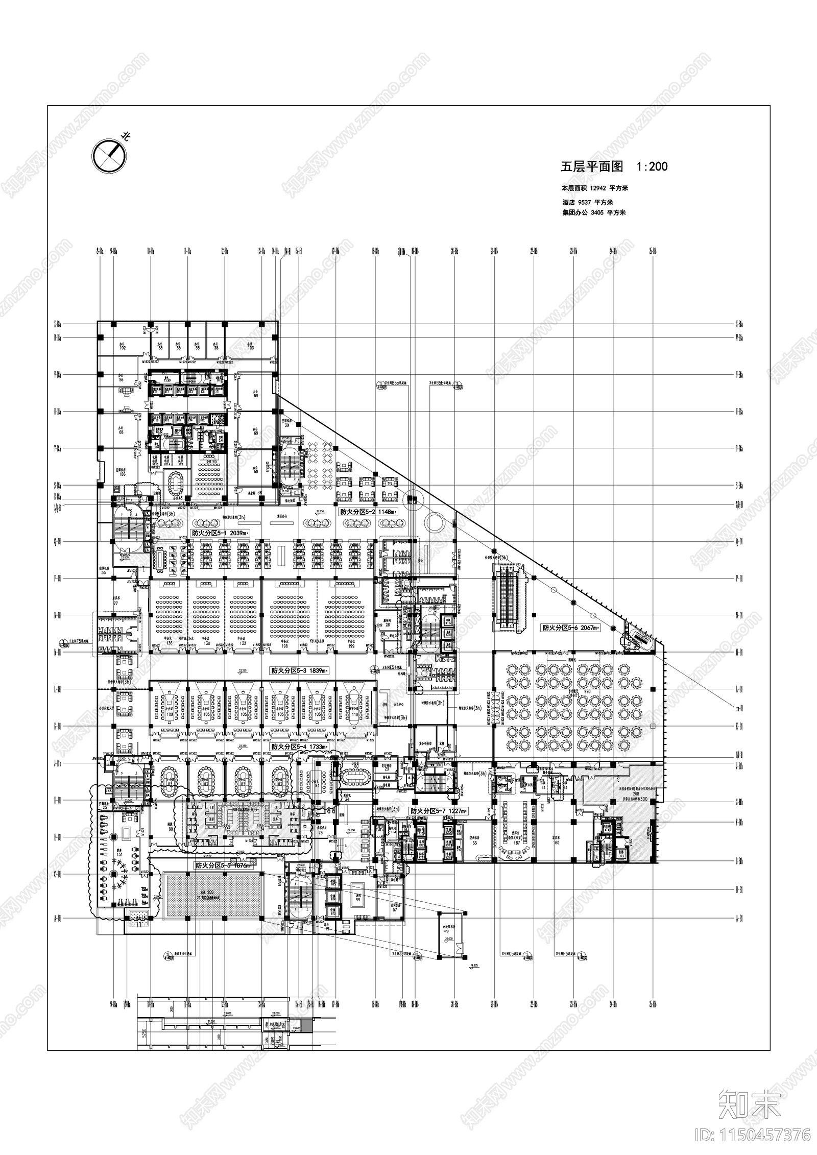 5星级度假酒店平面图施工图下载【ID:1150457376】