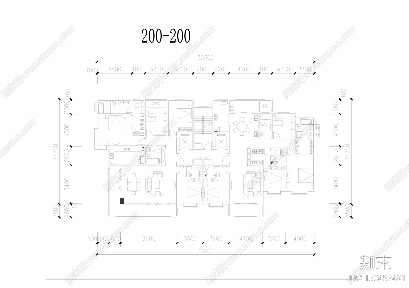 基准方中精选小高产品户型库平面图施工图下载【ID:1150457491】