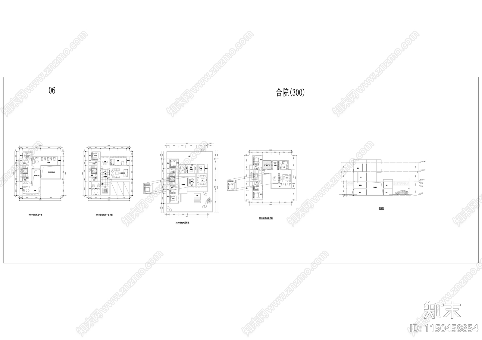 基准方中合院户型库平面图cad施工图下载【ID:1150458854】