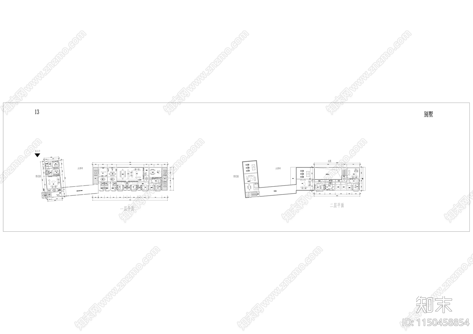 基准方中合院户型库平面图cad施工图下载【ID:1150458854】