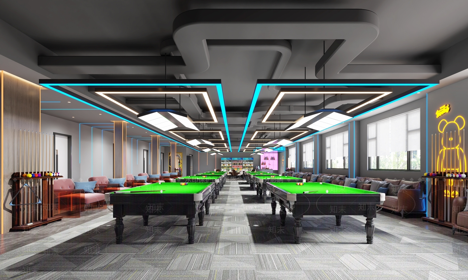 现代台球厅3D模型下载【ID:1150459838】