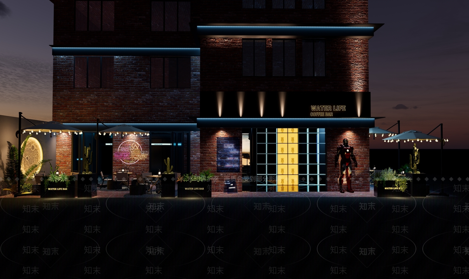 工业赛博朋克风酒吧门头SU模型下载【ID:1150462291】