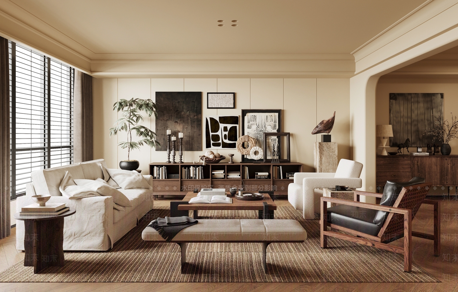 侘寂中古风客厅3D模型下载【ID:1150462559】