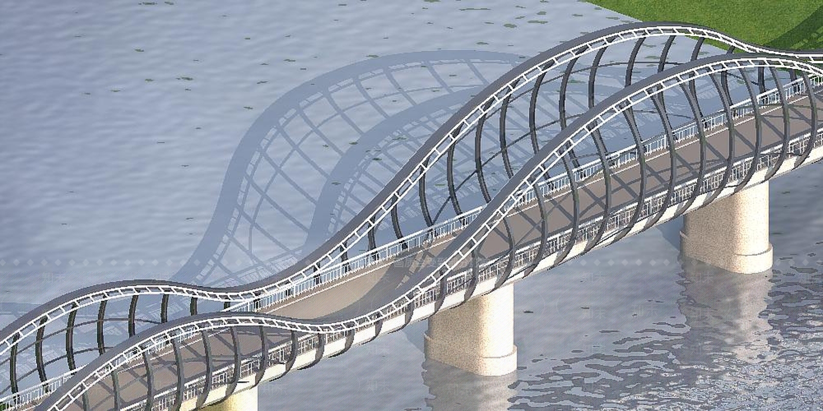 现代铁艺异形大桥3D模型下载【ID:1150462797】