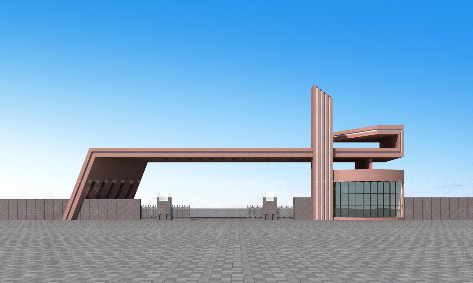 现代学校入口大门3D模型下载【ID:1150462738】