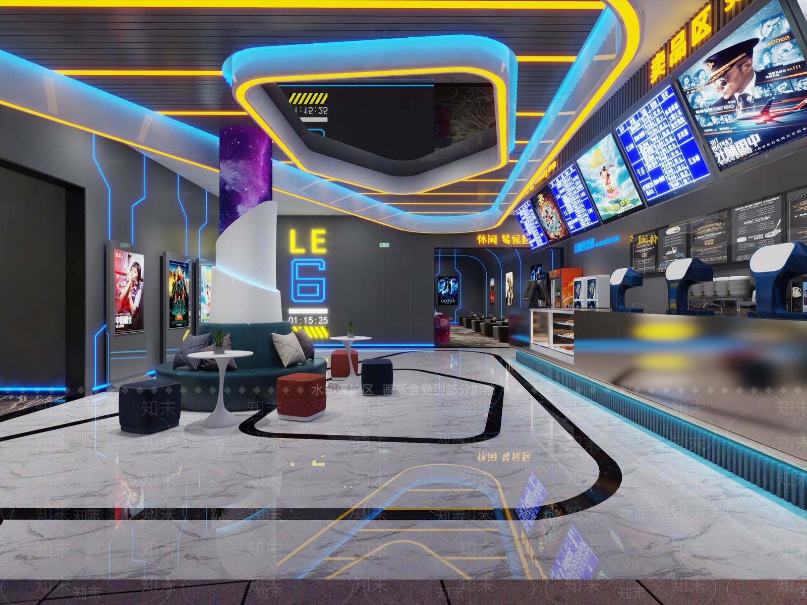 现代电影院大厅3D模型下载【ID:1150464106】