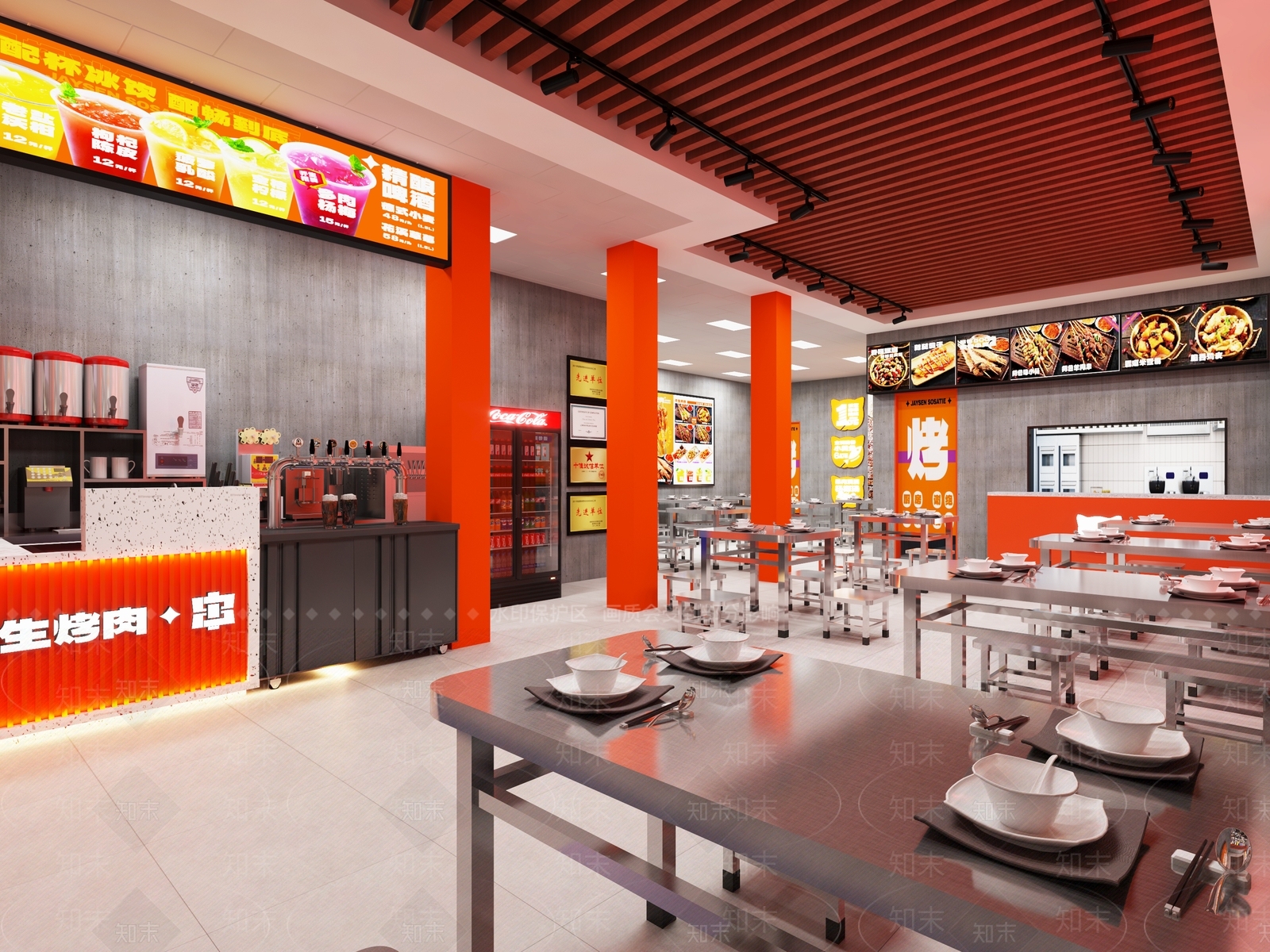 工业风快餐店3D模型下载【ID:1214235401】