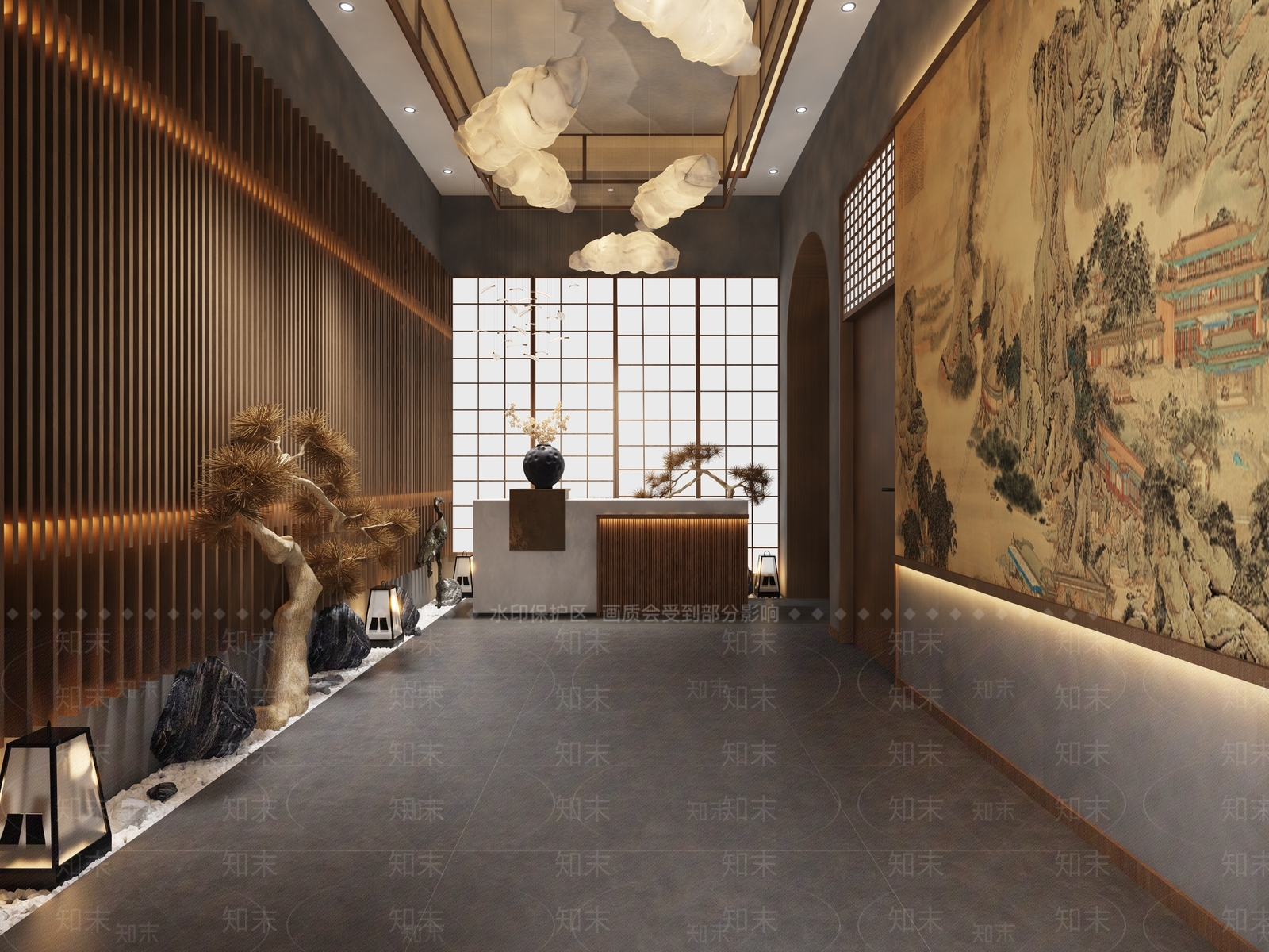 日式会所大厅3D模型下载【ID:1150466552】