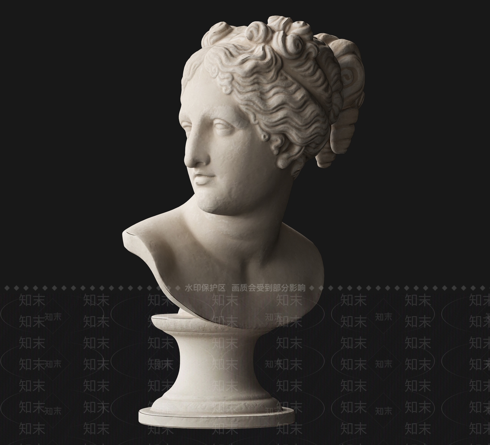 现代Venus维纳斯石膏头像雕塑SU模型下载【ID:1150471110】