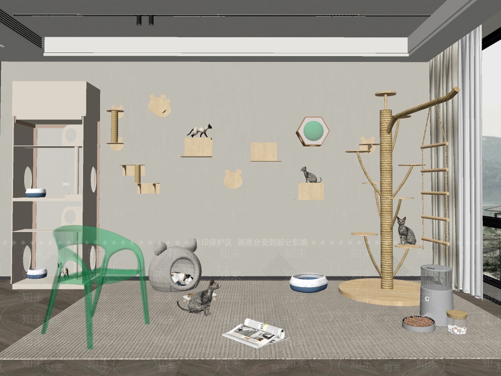 现代猫爬架SU模型下载【ID:1150471059】