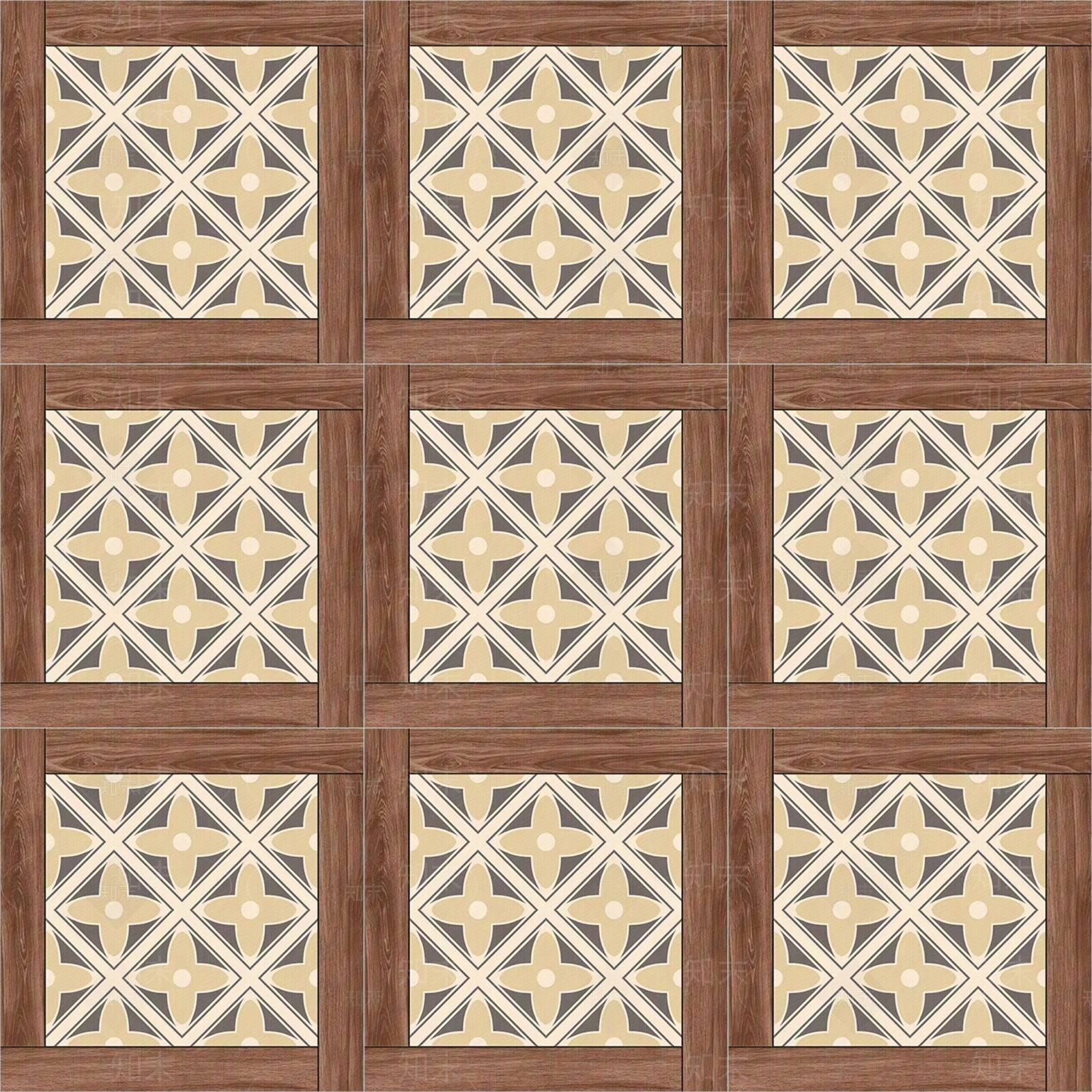 复古法式木纹拼花瓷砖贴图下载【ID:1150471887】