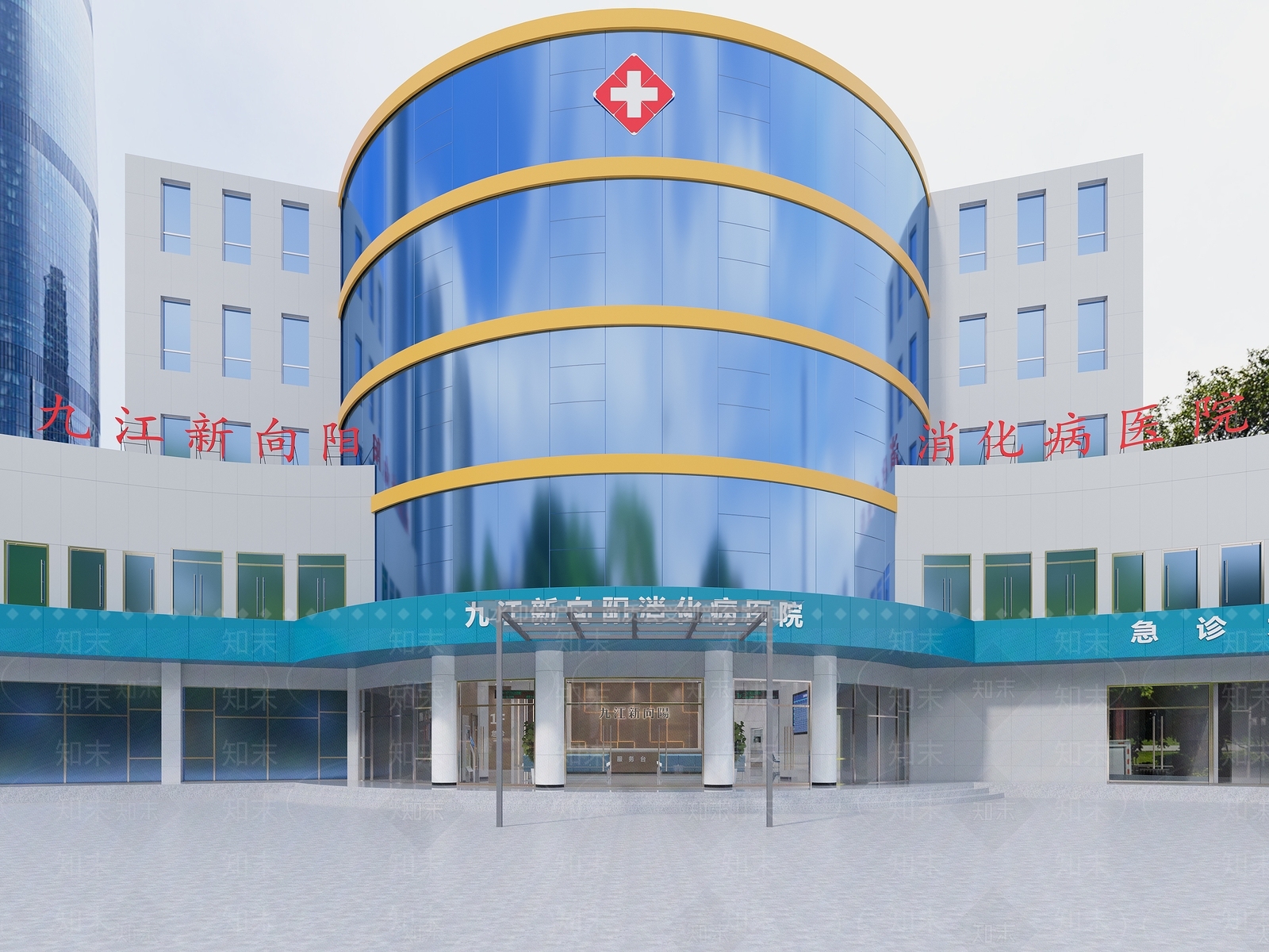 现代医院门头门面3D模型下载【ID:1150559379】