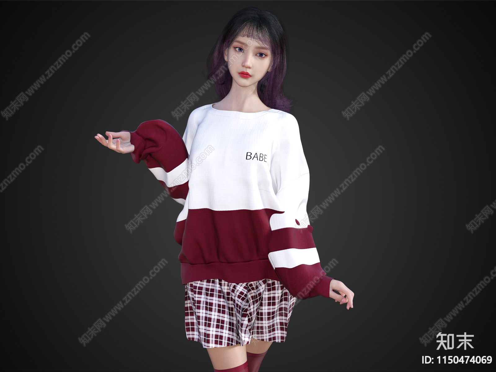 休闲服少女SU模型下载【ID:1150474069】