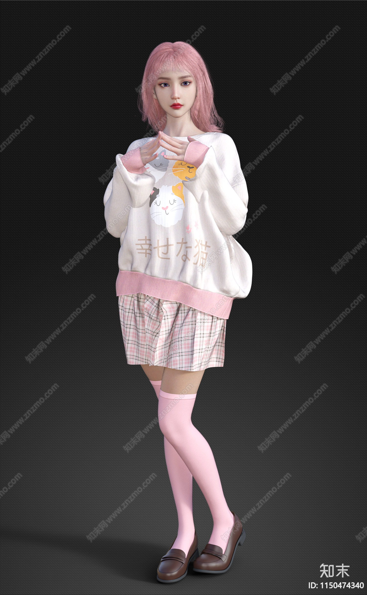 现代休闲服少女3D模型下载【ID:1150474340】