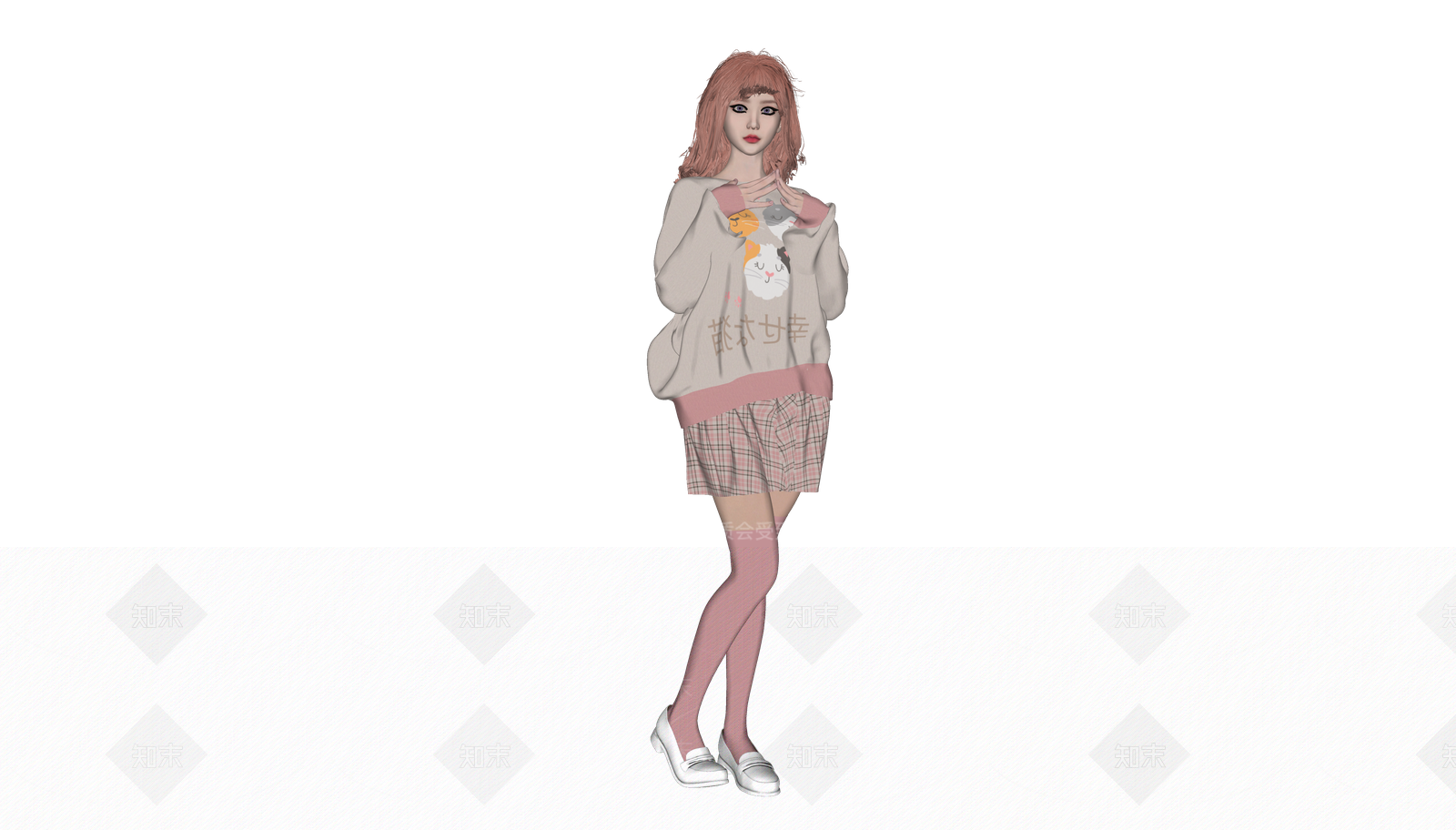 休闲服少女SU模型下载【ID:1150474355】