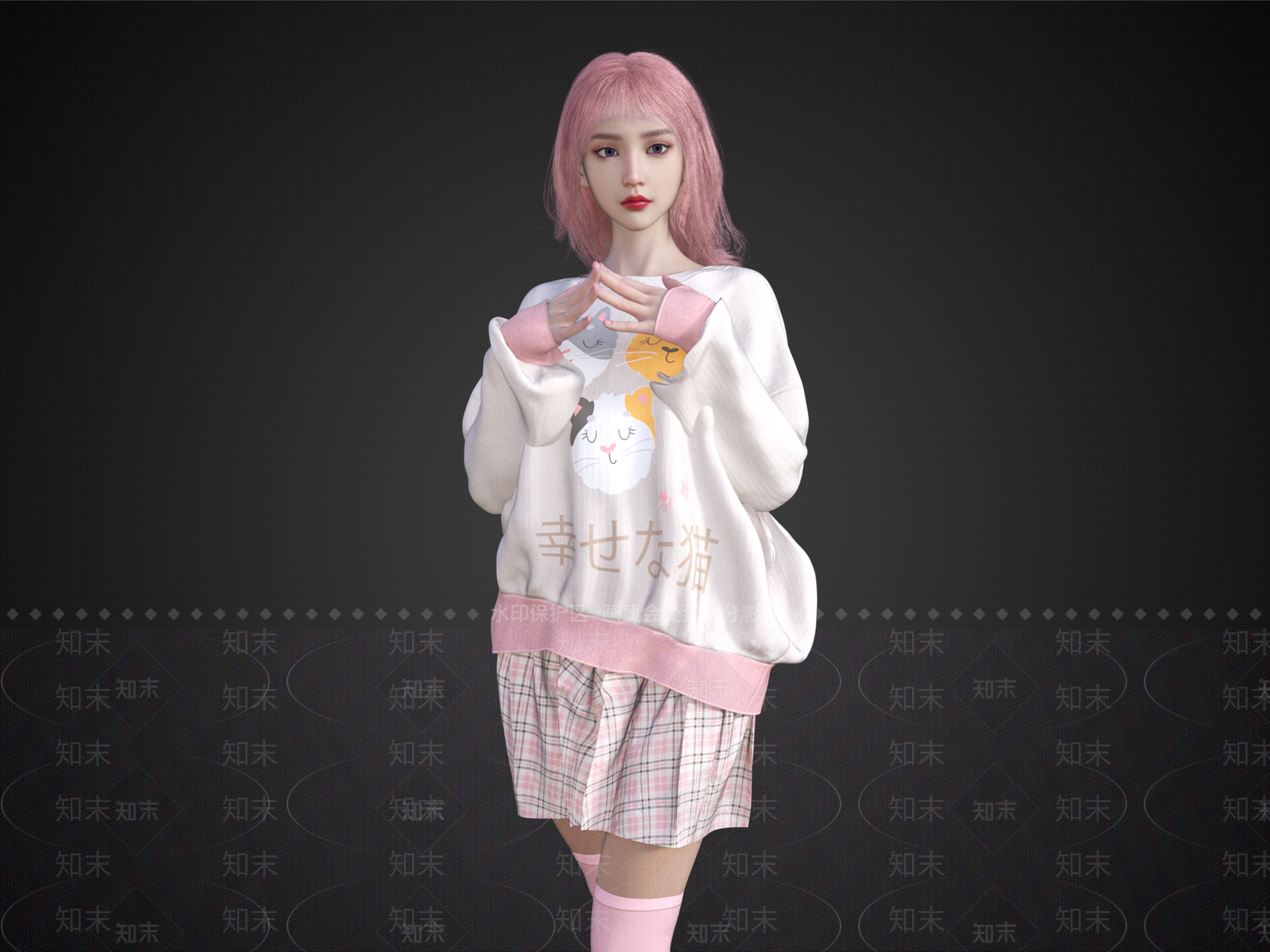 休闲服少女SU模型下载【ID:1150474355】