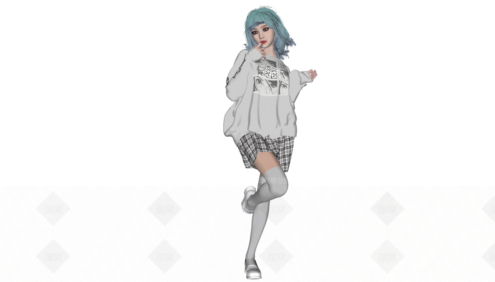 休闲服少女SU模型下载【ID:1150474419】