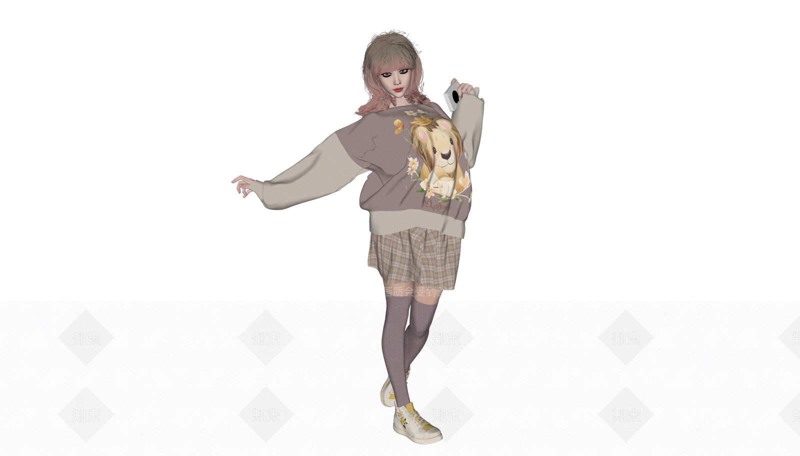 休闲服少女SU模型下载【ID:1150474702】