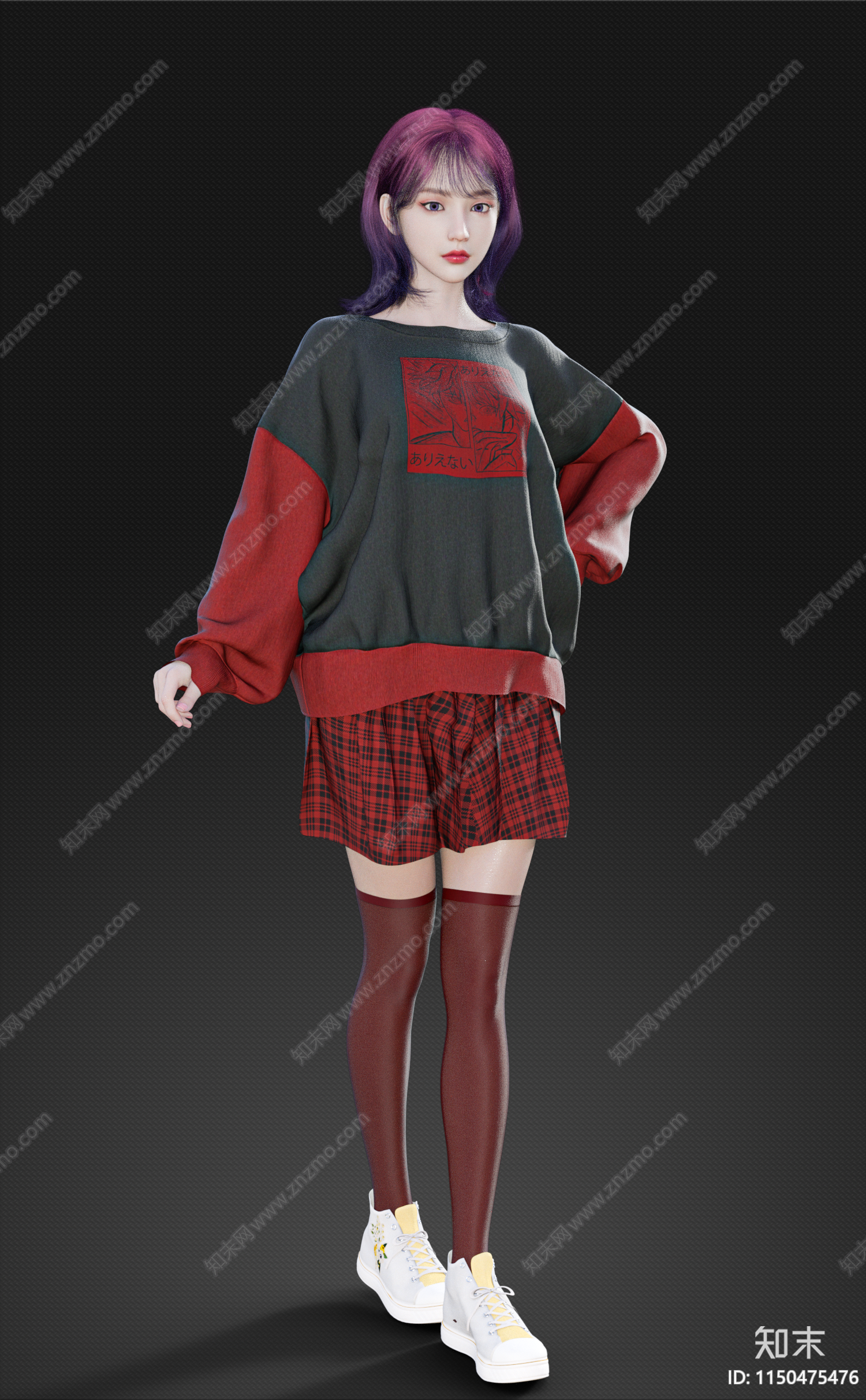 现代休闲服少女3D模型下载【ID:1150475476】