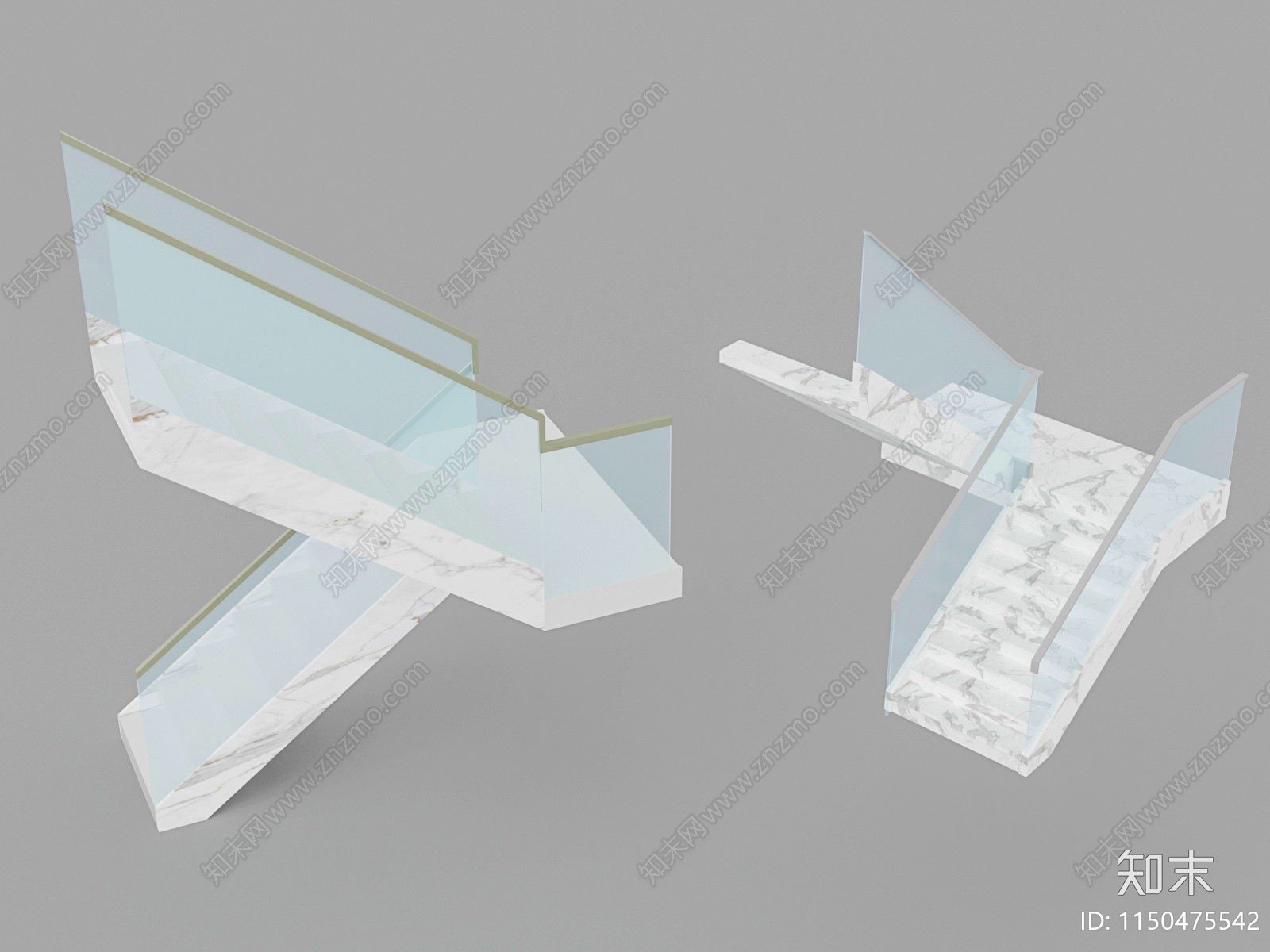 现代玻璃扶手楼梯SU模型下载【ID:1150475542】