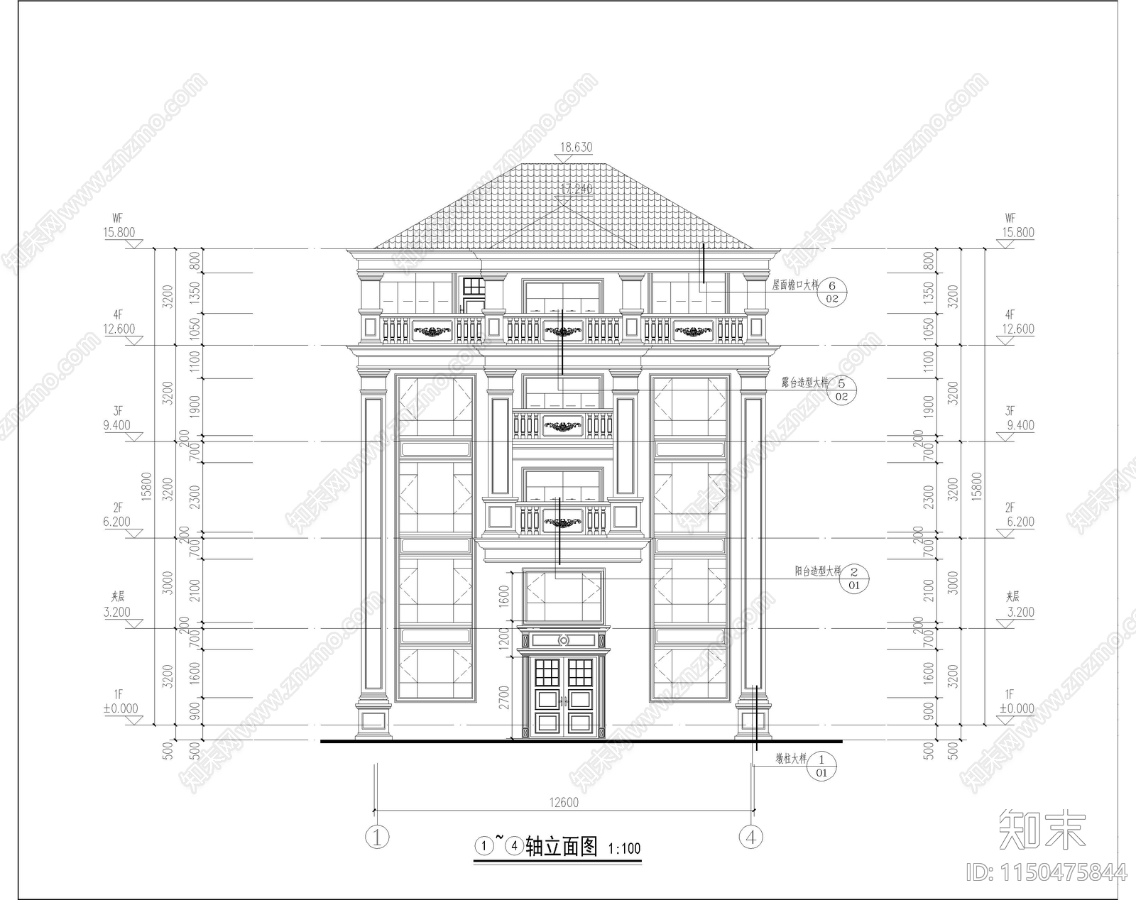 自建别墅建筑cad施工图下载【ID:1150475844】