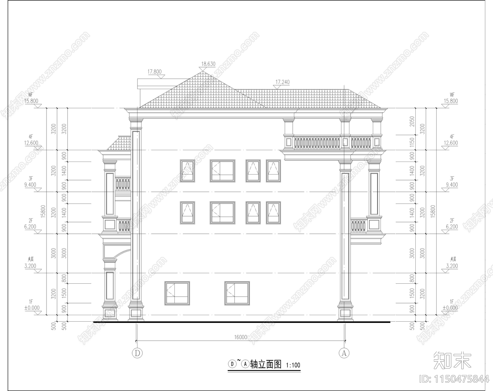 自建别墅建筑cad施工图下载【ID:1150475844】